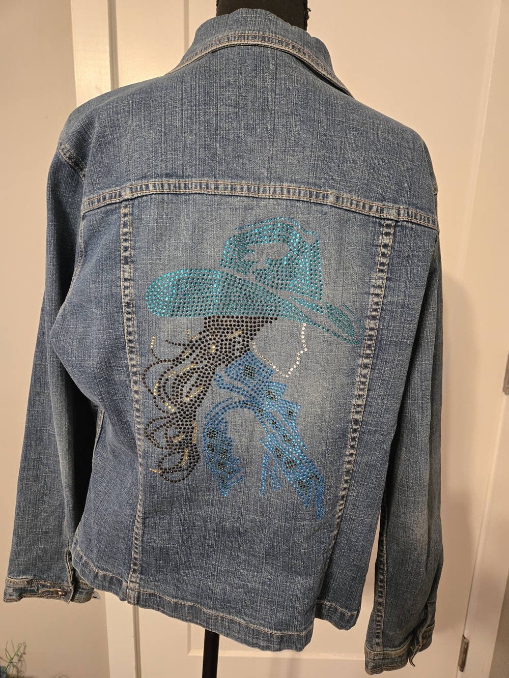 Rafaella Jeans Rhinestone Cowgirl Western Denim Jacket 12 L